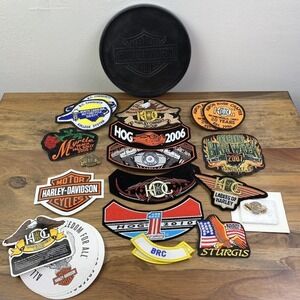 HOG Harley Davidson Leather Jacket Patches Pins 15 Member Owners Biker Sturgis